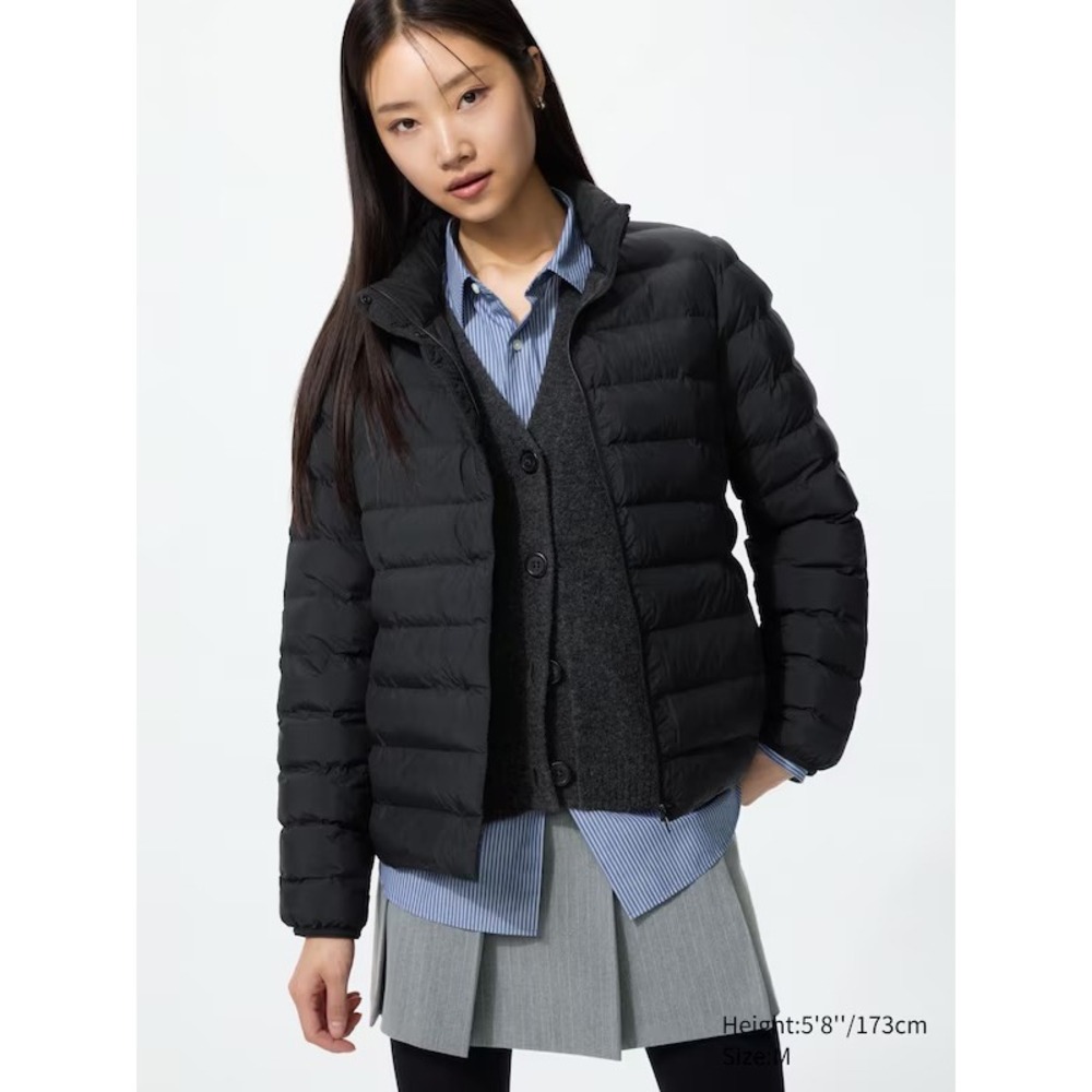 Uniqlo Women Ultra Light Down Jacket Black Full Zip Puffer XL 211-409112